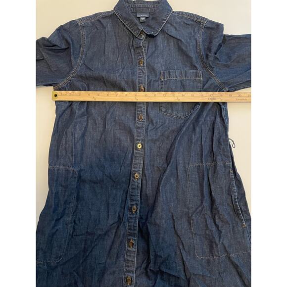J Jill Denim Size M Button Up Dress Denim Blue Jean Long Sleeves 100% Cotton - Picture 5 of 6